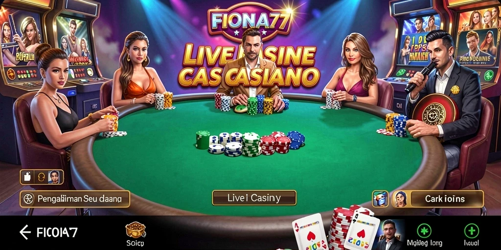 Gameplay FIONA77 menampilkan dealer langsung dan permainan kasino yang menarik.