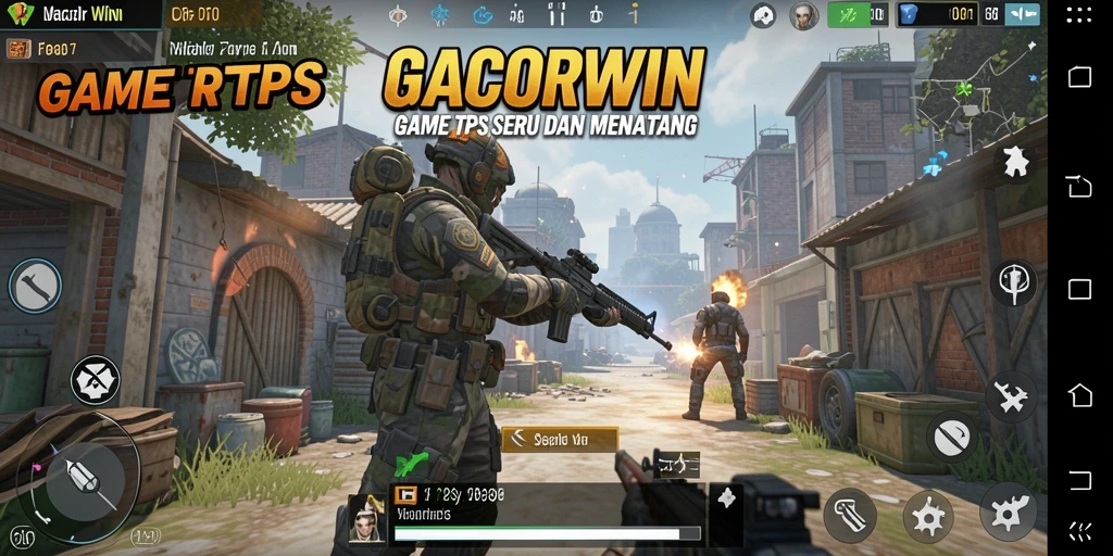 Tangkapan layar gameplay seru GACORWIN yang menunjukkan aksi pertempuran TPS.