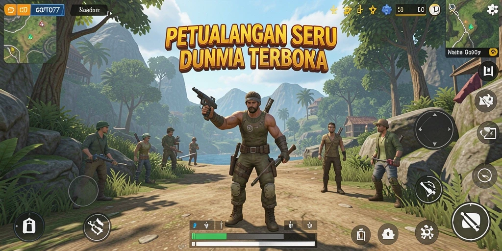 Screenshot gameplay GOTO77 menampilkan eksplorasi dunia terbuka yang menakjubkan.