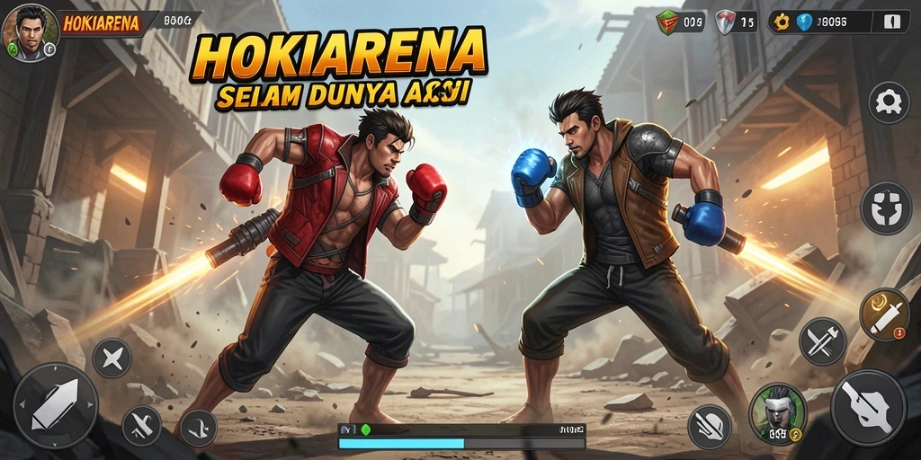 Screenshot HOKIARENA yang menampilkan aksi seru di arena pertarungan.