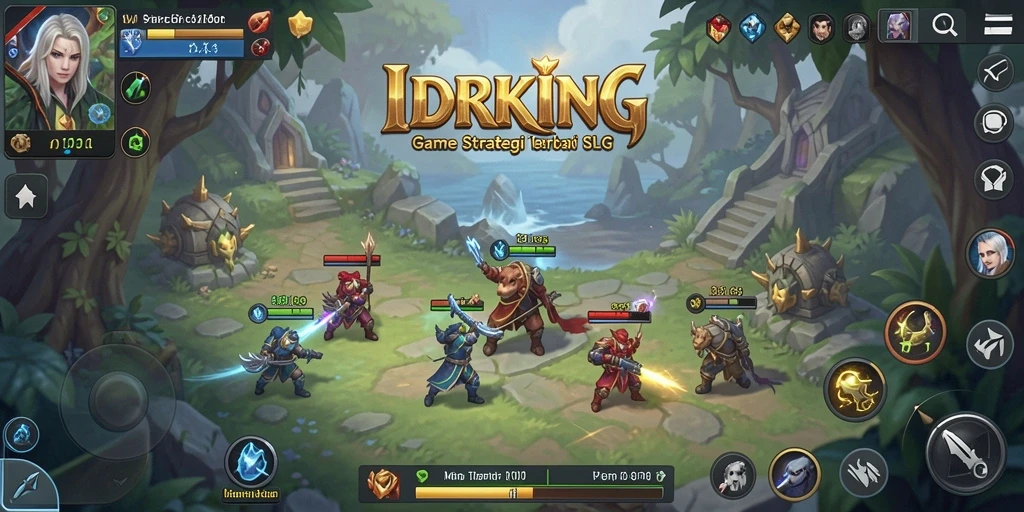Tampilan gameplay menegangkan dalam <strong>IDRKING</strong> yang menunjukkan pertarungan antar pasukan.