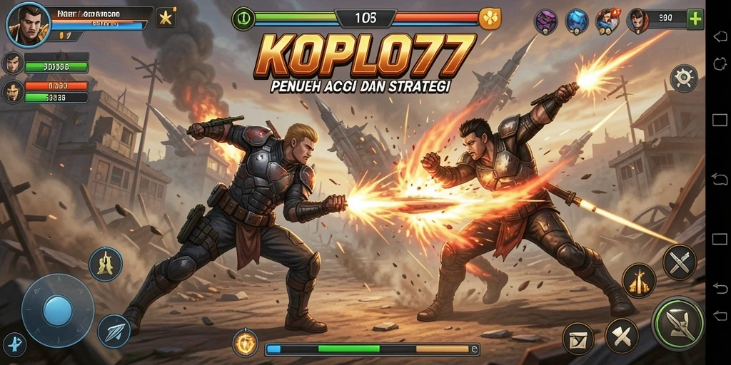 Gameplay pertarungan intens di KOPLO77 dengan karakter unik.
