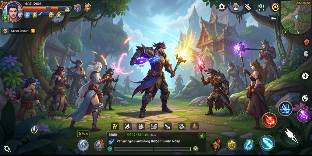 Screenshot utama MPOID menunjukkan aksi pertarungan seru di dunia RPG.