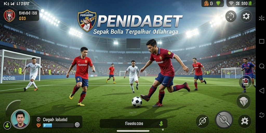 Tampilan gameplay PENIDABET yang seru dalam pertandingan sepak bola.