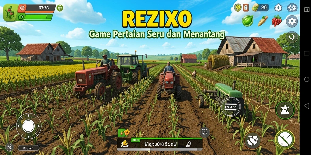 Gameplay seru dengan berbagai aktivitas pertanian REZIXO.