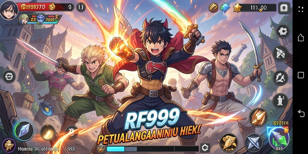 Tangkapan layar gameplay RR999 menampilkan karakter Anime beraksi.