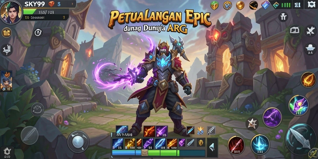 Tampilan aksion seru gameplay ARPG di SKY99.