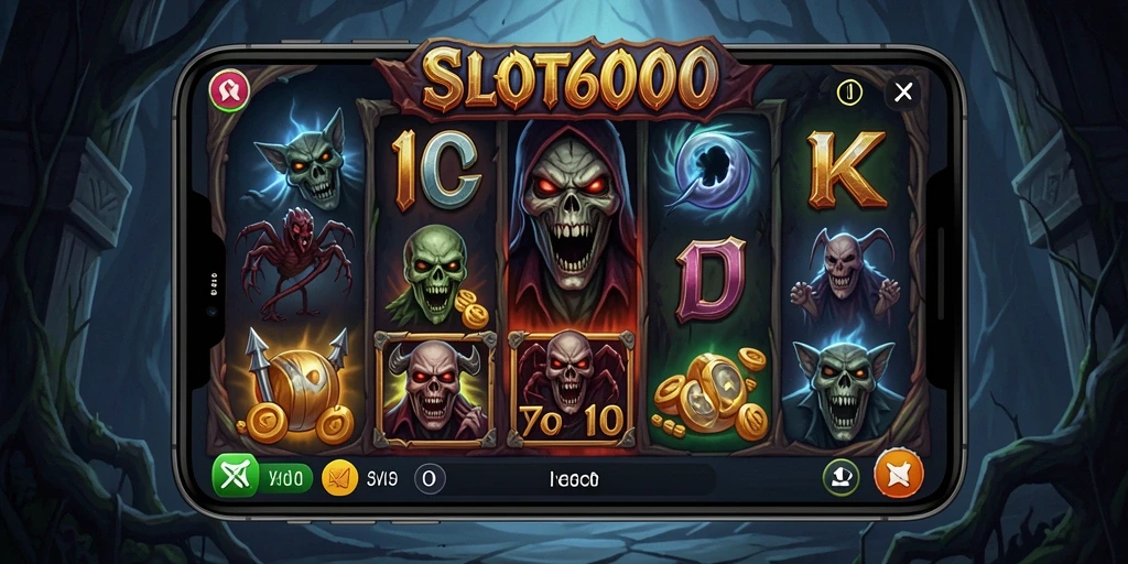 Tampilan gameplay menyeramkan SLOT6000 dengan elemen horor yang mendalam.