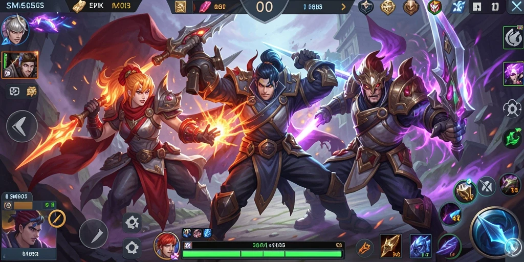Tangkapan layar utama dari gameplay seru SM605 di arena MOBA.