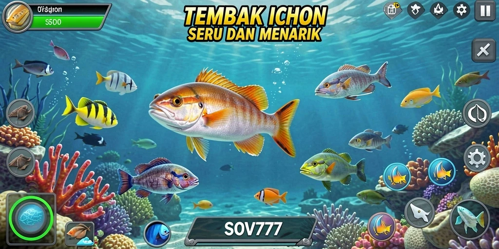 Screenshot gameplay SOV777 yang menampilkan aksi tembak ikan seru.