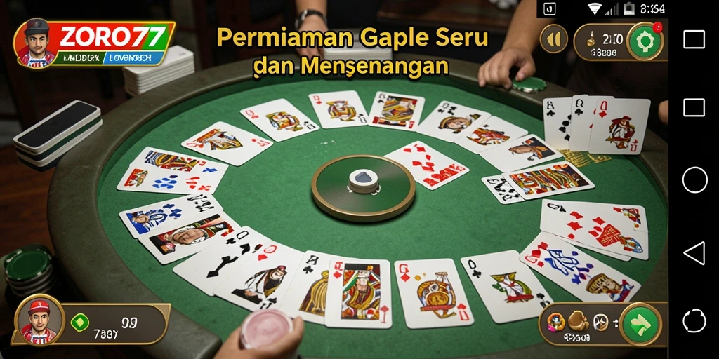 Tampilan antarmuka ZORO77 saat bermain Gaple online.